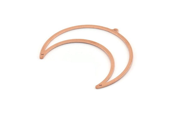 Copper Moon Charm, 4 Raw Copper Crescent Moon Charms With 1 Loop And 2 Holes (50x15x1mm) M565