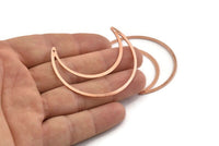 Copper Moon Charm, 4 Raw Copper Crescent Moon Charms With 2 Holes (50x15x1mm) M566