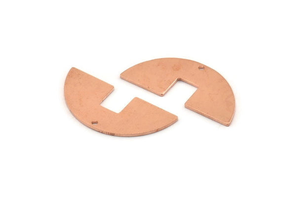 Yarım Daire Charm, 10 Ham Bakır Yarım Daire Boşluğu, Geometrik Boşluklar, 1 Delikli Yarım Daire Charmlar (31x14x0,90 mm) M585
