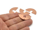 Semi Circle Charm, 10 Raw Copper Semi Circle Blanks, Geometric Blanks, Semi Circle Charms With 3 Holes (31x14x0.90mm) M589