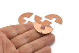 Semi Circle Charm, 10 Raw Copper Semi Circle Blanks, Geometric Blanks, Semi Circle Charms With 4 Holes (31x14x0.90mm) M591