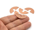 Semi Circle Charm, 10 Raw Copper Semi Circle Blanks, Geometric Blanks, Semi Circle Charms With 5 Holes (31x14x0.90mm) M592