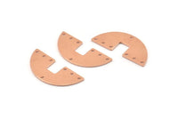 Semi Circle Charm, 10 Raw Copper Semi Circle Blanks, Geometric Blanks, Semi Circle Charms With 7 Holes (31x14x0.90mm) M593