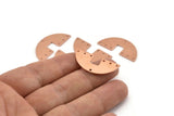 Semi Circle Charm, 10 Raw Copper Semi Circle Blanks, Geometric Blanks, Semi Circle Charms With 7 Holes (31x14x0.90mm) M593
