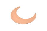 Copper Moon Charm, 4 Raw Copper Crescent Moon Charms With 2 Holes, Pendants (50x15x0.90mm) M573