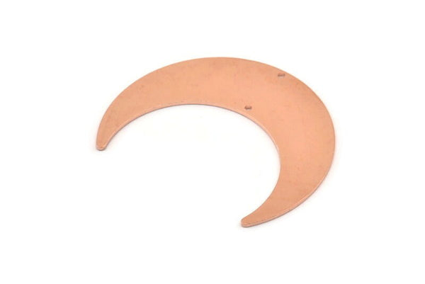 Bakır Ay Tılsımı, 2 Delikli 4 Ham Bakır Hilal Ay Tılsımı, Kolye Uçları (50x15x0,90 mm) M575