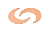 Copper Moon Charm, 4 Raw Copper Crescent Moon Charms With 3 Holes, Pendants (50x15x0.90mm) M577