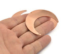 Copper Moon Charm, 4 Raw Copper Crescent Moon Charms With 3 Holes, Pendants (50x15x0.90mm) M577