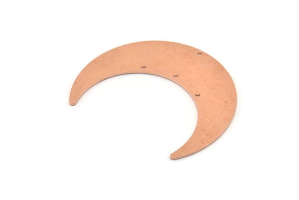 Bakır Ay Tılsımı, 4 Delikli 4 Ham Bakır Hilal Tılsımı, Kolye Uçları (50x15x0,90 mm) M579