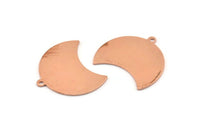 Copper Moon Charm, 10 Raw Copper Moon Charm With 1 Loop, Blanks, Findings (25x18x0.70mm) M745