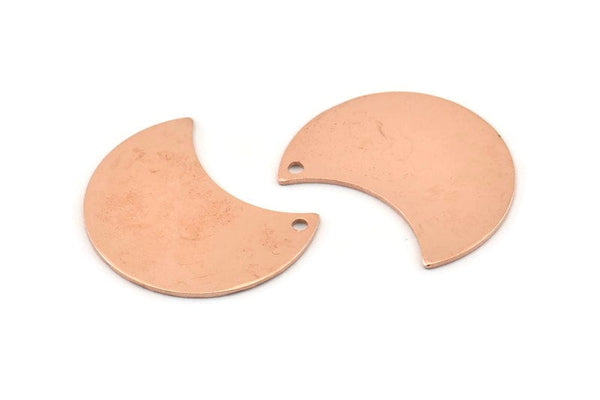 Copper Moon Charm, 10 Raw Copper Moon Charm With 1 Hole, Blanks, Findings (25x15x0.70mm) M707