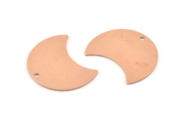 Copper Moon Charm, 10 Raw Copper Moon Charm With 1 Hole, Blanks, Findings (25x15x0.70mm) M708