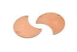 Copper Moon Charm, 10 Raw Copper Moon Charm With 3 Holes, Blanks, Findings (25x15x0.70mm) M713