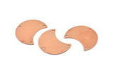 Copper Moon Charm, 10 Raw Copper Moon Charm With 3 Holes, Blanks, Findings (25x15x0.70mm) M713