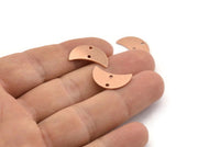 Copper Moon Charm, 10 Raw Copper Moon Charm With 2 Holes, Blanks, Findings (18x8.5x0.70mm) M724