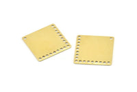 Brass Square Charm, 24 Raw Brass Square Charms With 18 Holes, Connectors (20x20x0.40mm) A1642