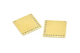 Brass Square Charm, 24 Raw Brass Square Charms With 18 Holes, Connectors (20x20x0.40mm) A1642