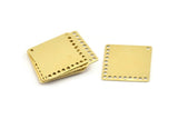 Brass Square Charm, 24 Raw Brass Square Charms With 18 Holes, Connectors (20x20x0.40mm) A1642