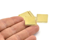 Brass Square Charm, 24 Raw Brass Square Charms With 18 Holes, Connectors (20x20x0.40mm) A1642
