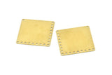 Brass Square Charm, 10 Raw Brass Square Charms With 18 Holes, Connectors (30x30x0.40mm) A1641