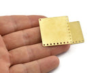 Brass Square Charm, 10 Raw Brass Square Charms With 18 Holes, Connectors (30x30x0.40mm) A1641