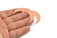 Copper Moon Charm, 4 Raw Copper Crescent Moon Charms With 3 Holes (46x11x0.90mm) M576