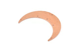 Copper Moon Charm, 4 Raw Copper Crescent Moon Charms With 6 Holes (46x11x0.90mm) M583