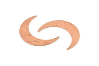 Copper Moon Charm, 4 Raw Copper Crescent Moon Charms With 6 Holes (46x11x0.90mm) M583
