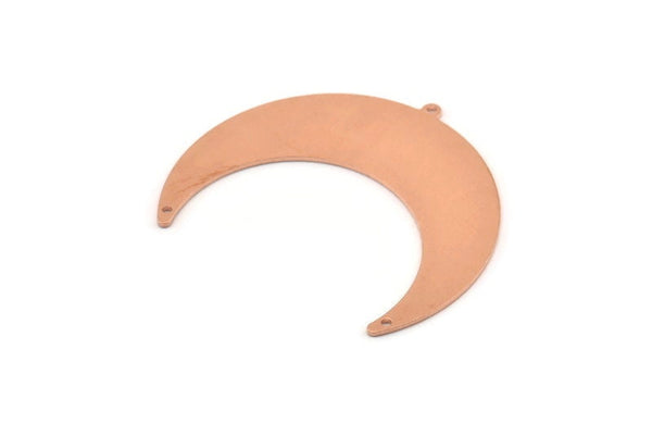 Bakır Ay Tılsımı, 1 Döngü ve 2 Delikli 4 Ham Bakır Hilal Ay Tılsımı (50x15x1mm) M596