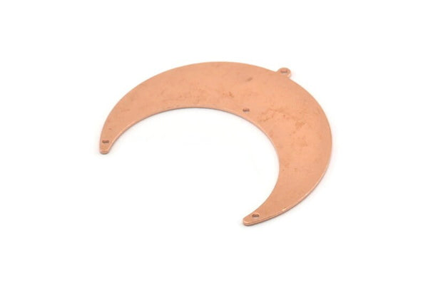 Bakır Ay Tılsımı, 1 Döngü ve 3 Delikli 4 Ham Bakır Hilal Ay Tılsımı (50x15x1mm) M598