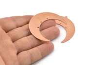 Bakır Ay Tılsımı, 1 Döngü ve 3 Delikli 4 Ham Bakır Hilal Ay Tılsımı (50x15x1mm) M597