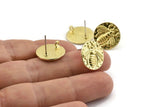 Brass Bee Earring, 4 Raw Brass Bee Stud Earrings (16mm) N1401