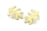 Brass Leaf Earring, 6 Raw Brass Leaf Stud Earrings (32x25x0.80mm) M485 A1616