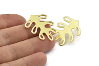Brass Leaf Earring, 6 Raw Brass Leaf Stud Earrings (32x25x0.80mm) M485 A1616