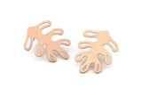 Copper Leaf Earring, 6 Raw Copper Leaf Stud Earrings (32x25x0.80mm) M487 A1615
