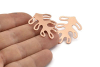 Copper Leaf Earring, 6 Raw Copper Leaf Stud Earrings (32x25x0.80mm) M487 A1615