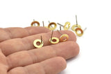 Brass Circle Earring, 10 Raw Brass Circle Stud Earrings (8x0.80mm) M033 A1621