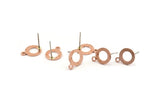 Copper Circle Earring, 10 Raw Copper Circle Stud Earrings With 1 Loop, Findings (13x10x0.80mm) M318 A1622