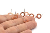 Copper Circle Earring, 10 Raw Copper Circle Stud Earrings With 1 Loop, Findings (13x10x0.80mm) M318 A1622