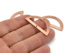 Semi Circle Charm, 12 Raw Copper Half Moon Charms With 2 Holes, Blanks (38x17x0.80mm) M700