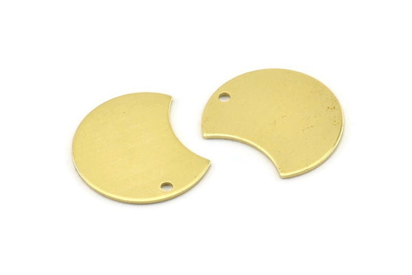 Brass Moon Charm, 12 Raw Brass Crescent Moon Charms With 1 Hole, Blanks (20x15x0.70mm) M807
