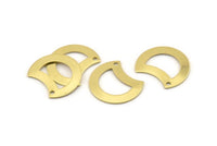 Brass Moon Charm, 12 Raw Brass Crescent Moon Charms With 1 Hole, Blanks (20x15x0.70mm) M778