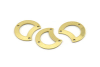 Brass Moon Charm, 12 Raw Brass Crescent Moon Charms With 3 Holes, Blanks (20x15x0.70mm) M785