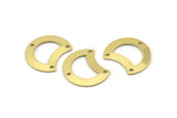 Brass Moon Charm, 12 Raw Brass Crescent Moon Charms With 3 Holes, Blanks (20x15x0.70mm) M785