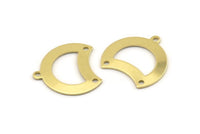 Brass Moon Charm, 12 Raw Brass Crescent Moon Charms With 1 Loop And 2 Holes, Blanks (20x17x0.70mm) M789