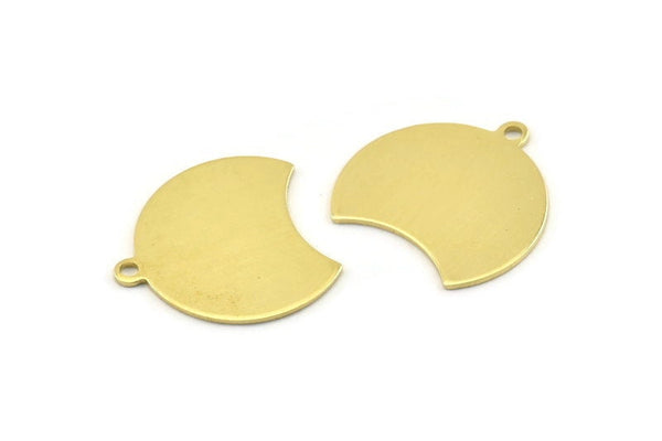 Brass Moon Charm, 12 Raw Brass Crescent Moon Charms With 1 Loop, Blanks (20x17x0.70mm) M791