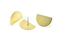 Semi Circle Earring, 8 Raw Brass Half Moon Stud Earrings (22x14x0.80mm) M401 A1620