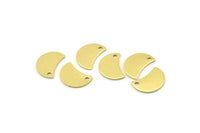 Brass Moon Charm, 12 Raw Brass Crescent Moon Charms With 1 Hole, Blanks (13x8x0.70mm) M796