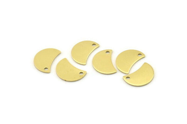 Brass Moon Charm, 12 Raw Brass Crescent Moon Charms With 1 Hole, Blanks (13x8x0.70mm) M796