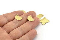 Brass Moon Charm, 12 Raw Brass Crescent Moon Charms With 1 Hole, Blanks (13x8x0.70mm) M796